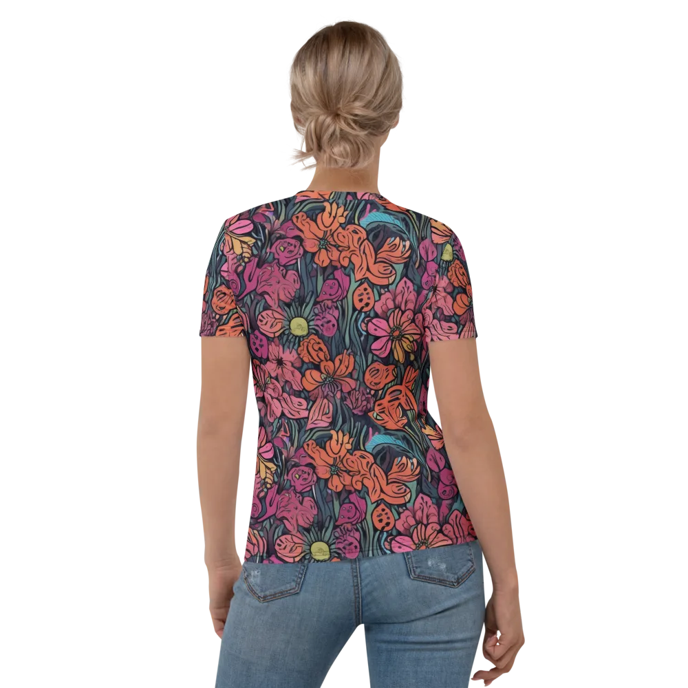 Coral Bloom on Women's Crew Neck T-Shirt — Back