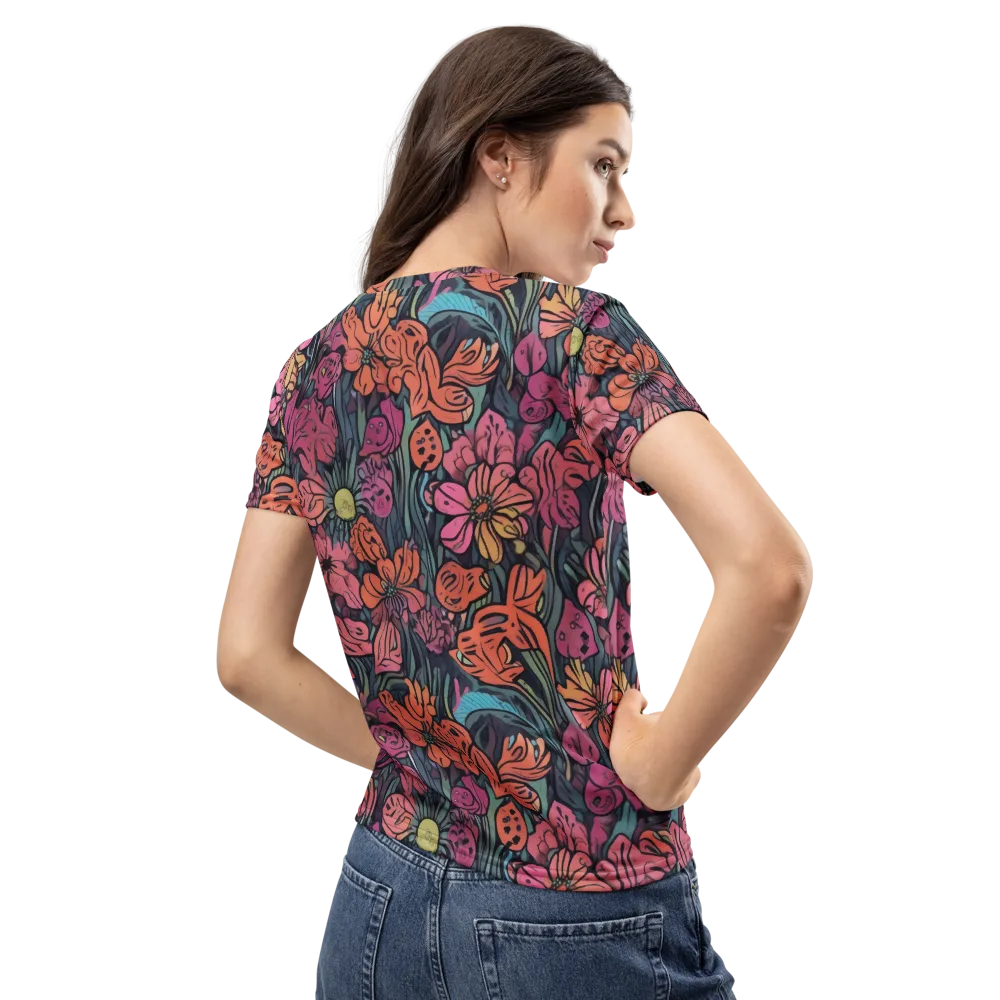 Coral Bloom on Women's Crew Neck T-Shirt — Back