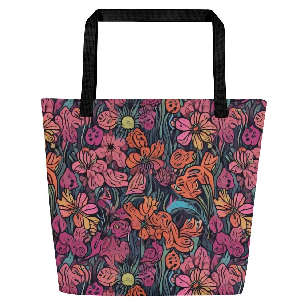Coral Bloom on Large Tote Bag W/ Pocket — Front