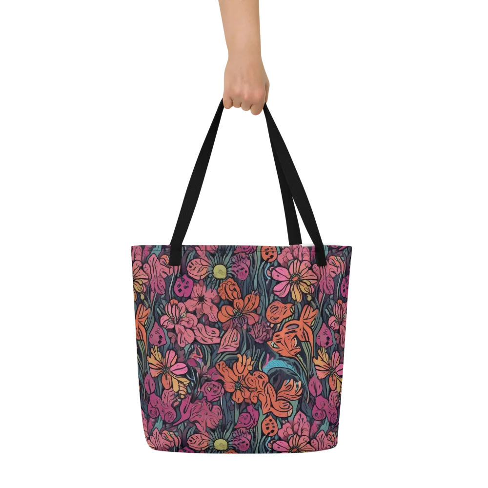Coral Bloom on Large Tote Bag W/ Pocket — Front