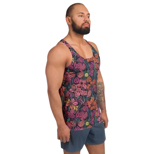 Coral Bloom on a Men's Tank Top