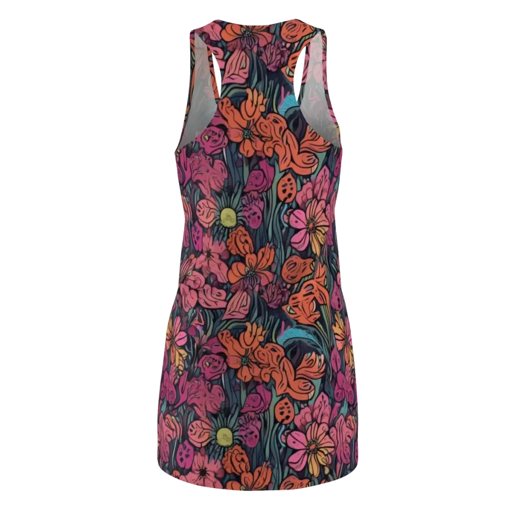 Coral Bloom on Racerback Dress — Back