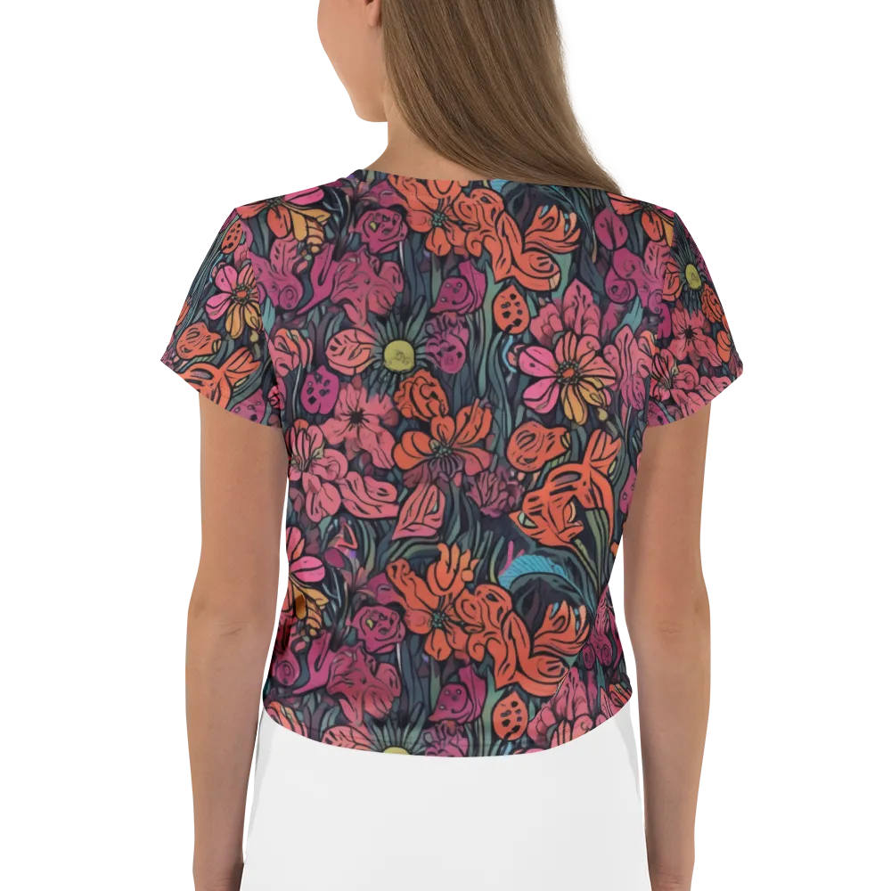 Coral Bloom on Crop Tee — Back