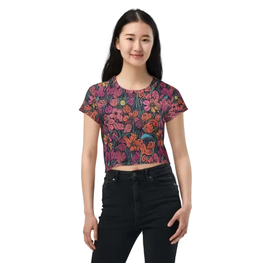 Coral Bloom on a Crop Tee