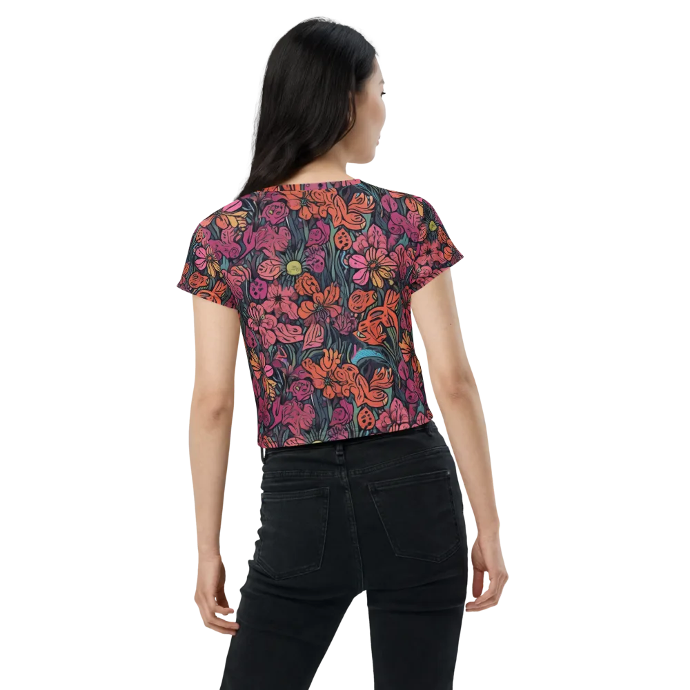 Coral Bloom on Crop Tee — Back