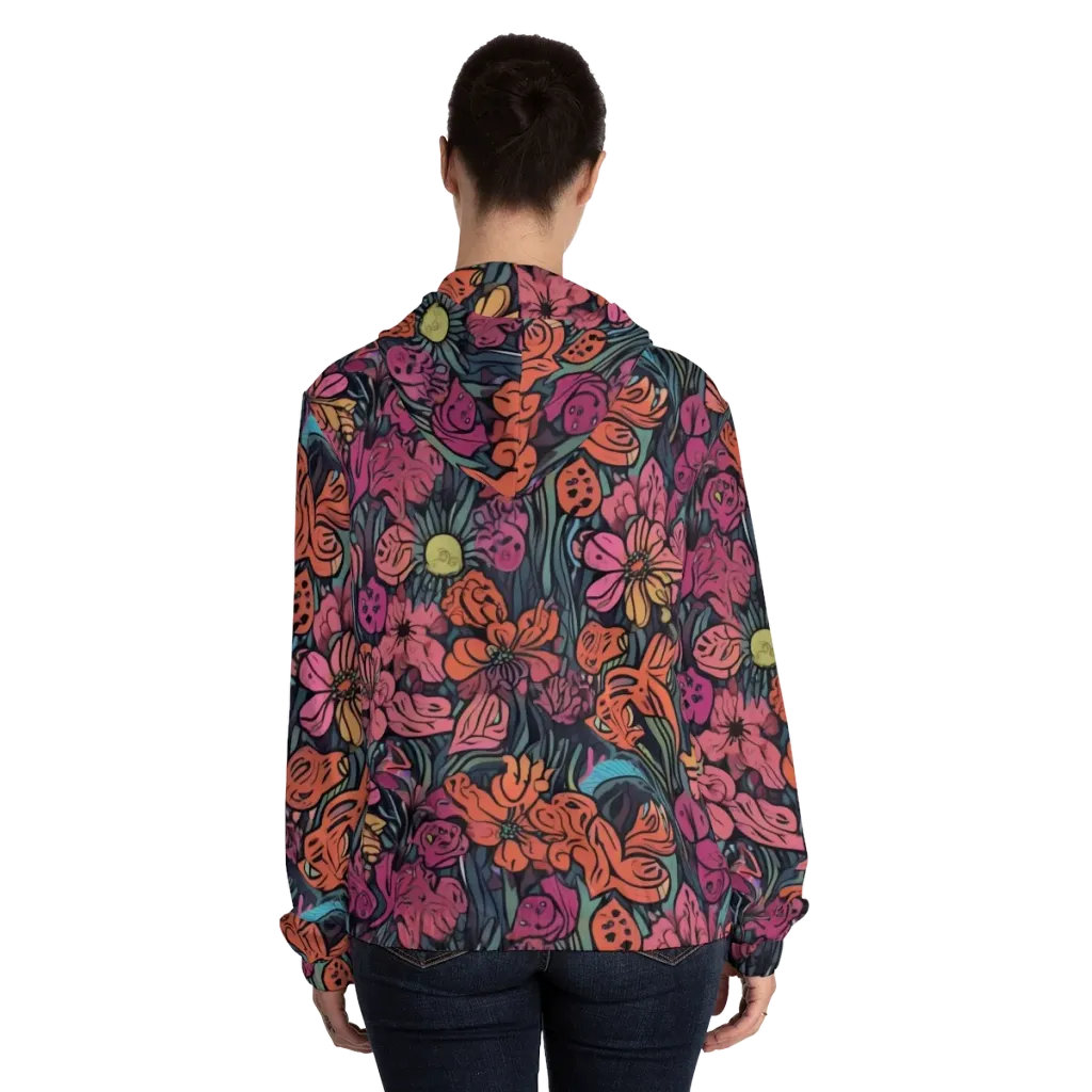Coral Bloom on Women's Full-Zip Hoodie — Back On Person