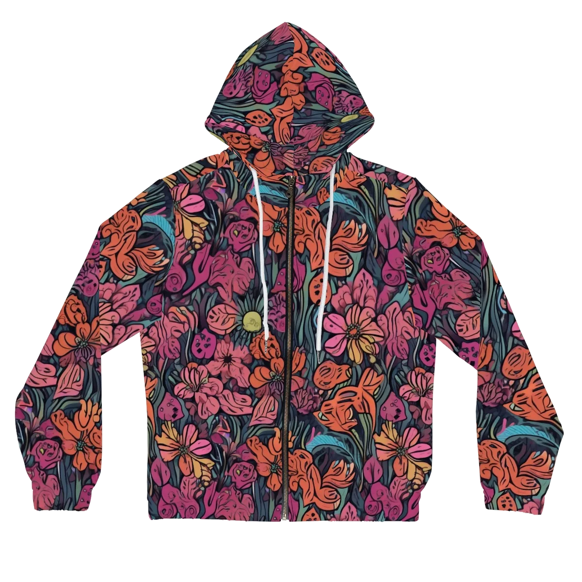 Coral Bloom on Women's Full-Zip Hoodie — Front