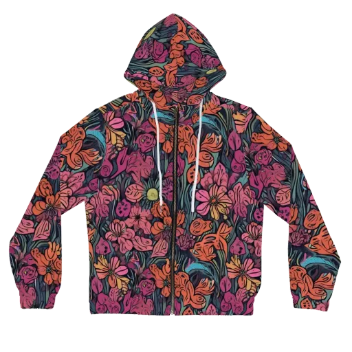 Coral Bloom on a Women's Full-Zip Hoodie