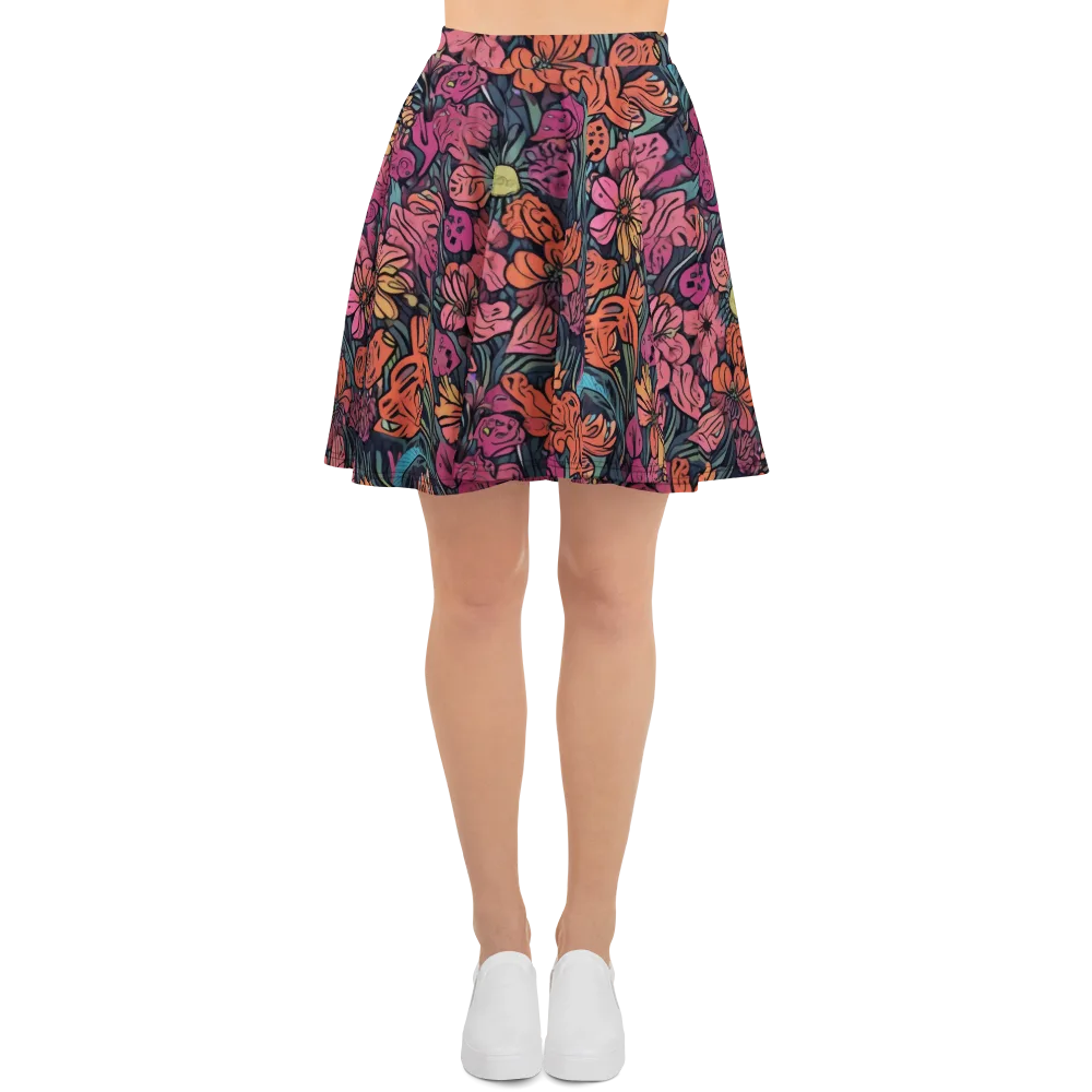 Coral Bloom on Skater Skirt — Front