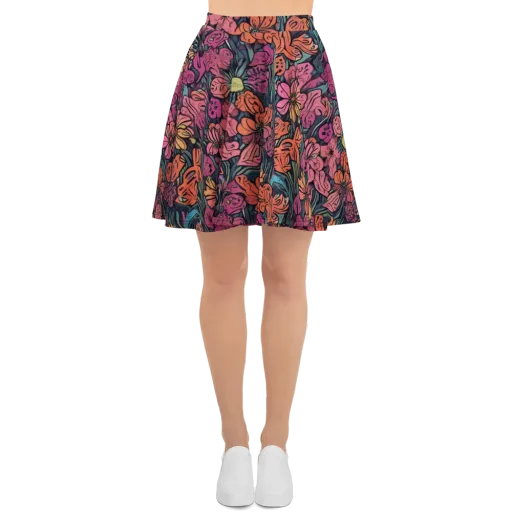 Coral Bloom on a Skater Skirt