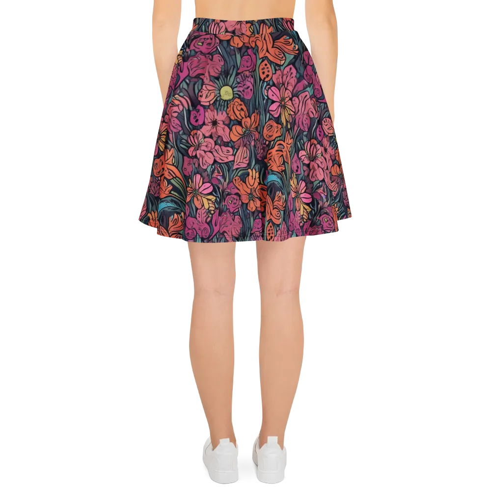 Coral Bloom on Skater Skirt — Back