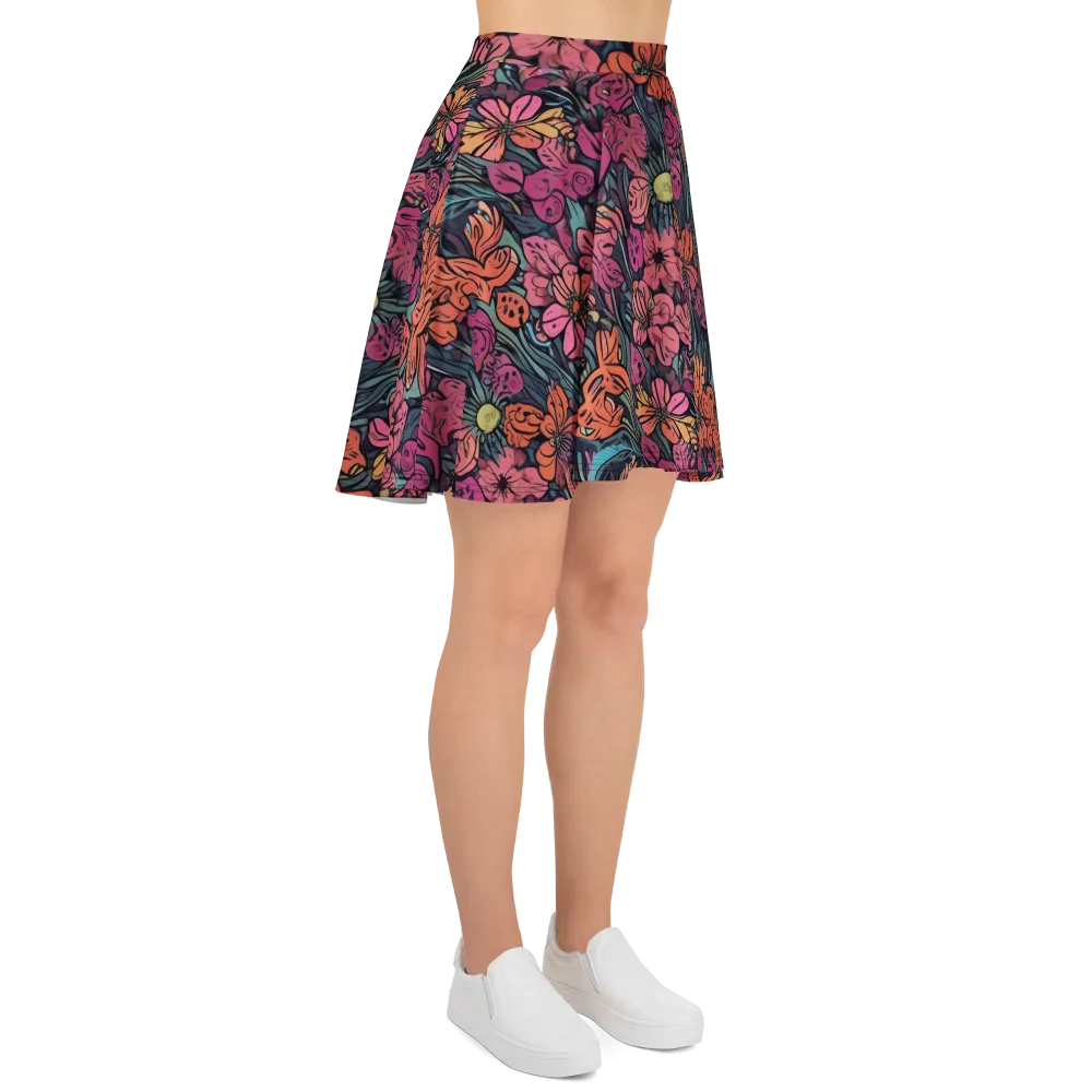 Coral Bloom on Skater Skirt — Right