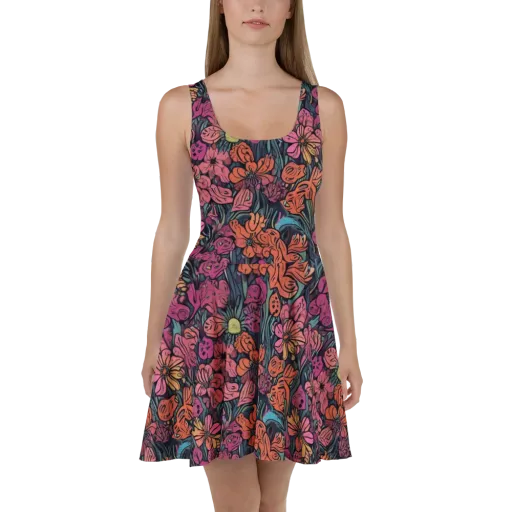 Coral Bloom on a Skater Dress