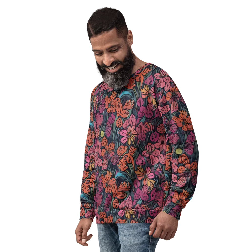 Coral Bloom on Sweatshirt — Left Front