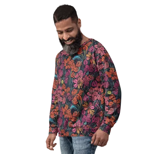 Coral Bloom on a Sweatshirt