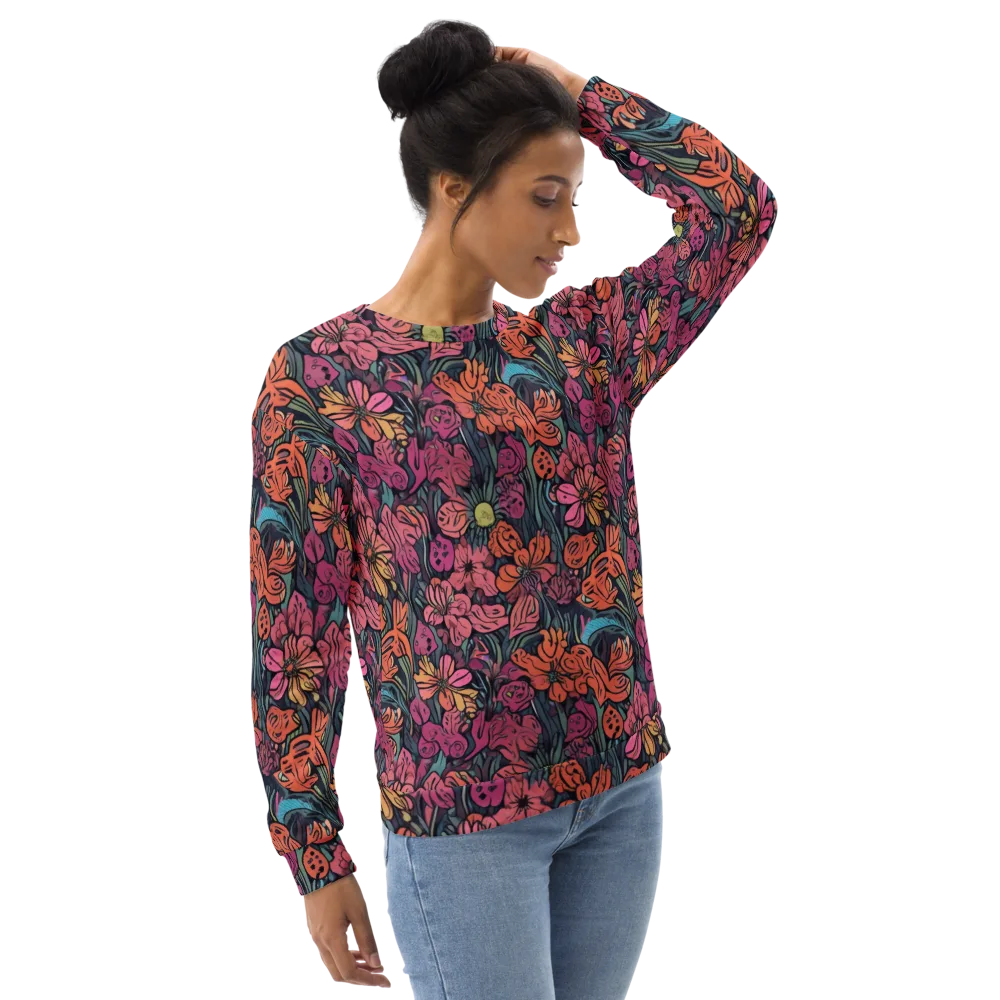 Coral Bloom on Sweatshirt — Right Front