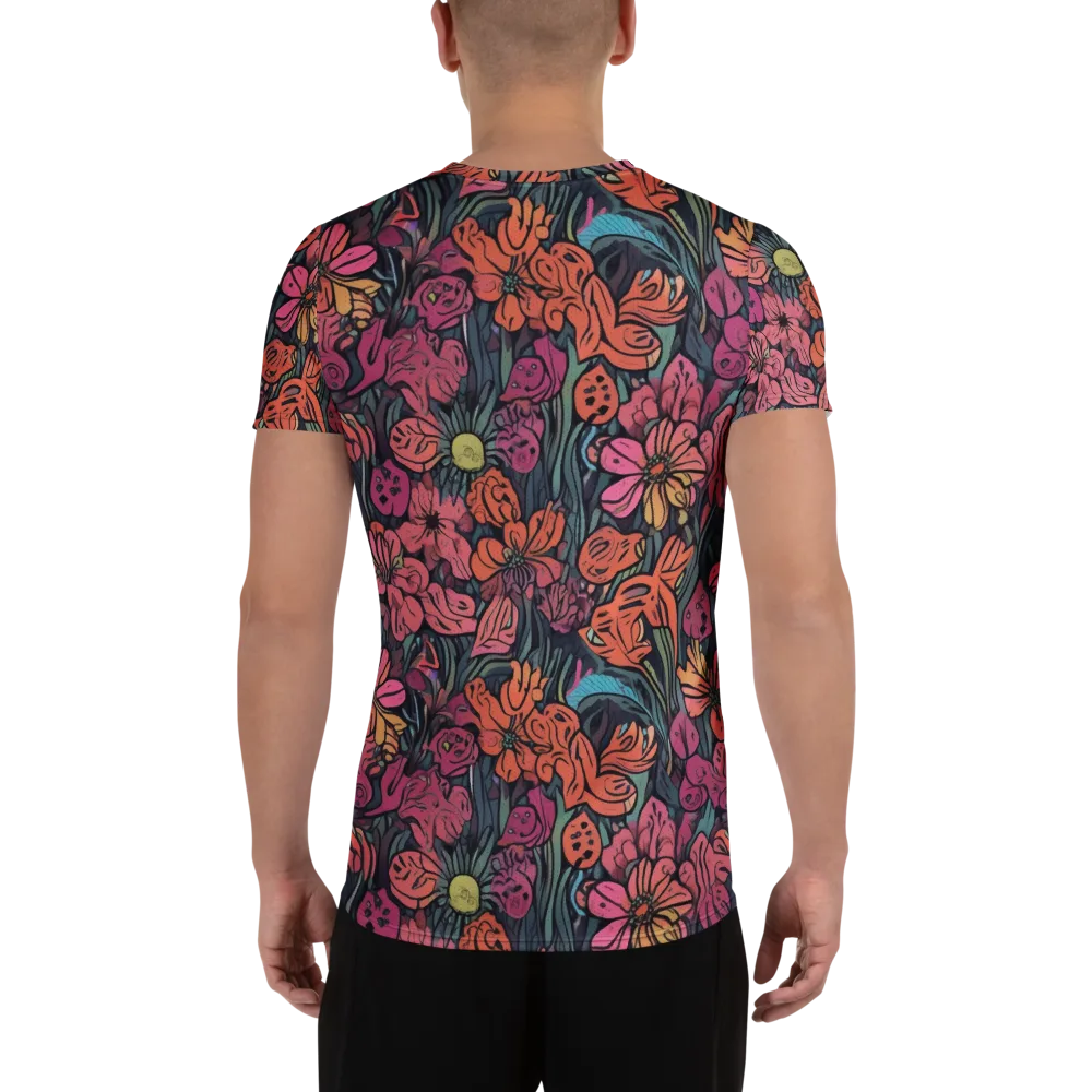 Coral Bloom on Men's Athletic T-Shirt — Back