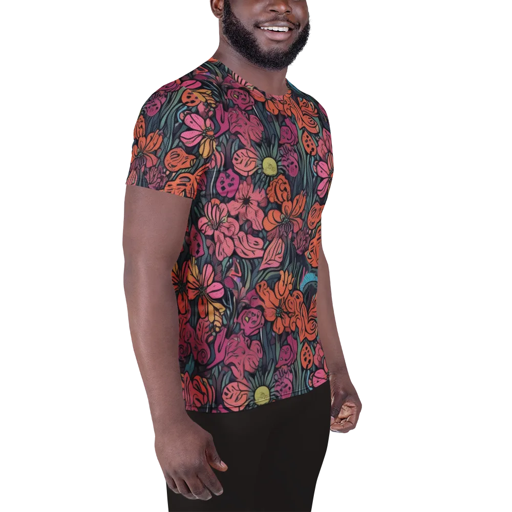 Coral Bloom on Men's Athletic T-Shirt — Right