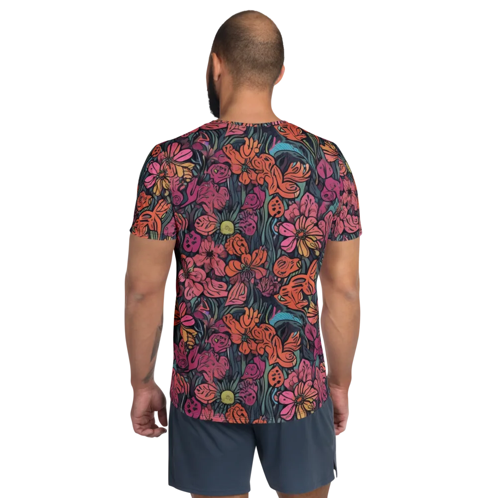 Coral Bloom on Men's Athletic T-Shirt — Back