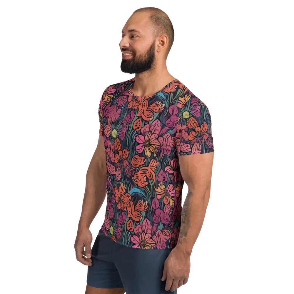 Coral Bloom on Men's Athletic T-Shirt — Left