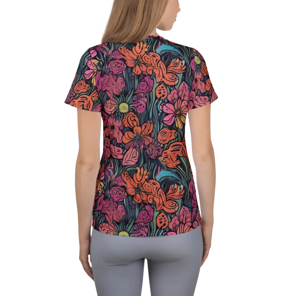 Coral Bloom on Women's Athletic T-Shirt — Back