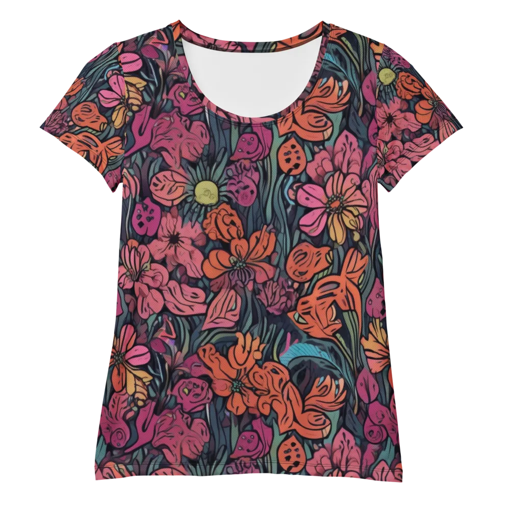 Coral Bloom on Women's Athletic T-Shirt — Front