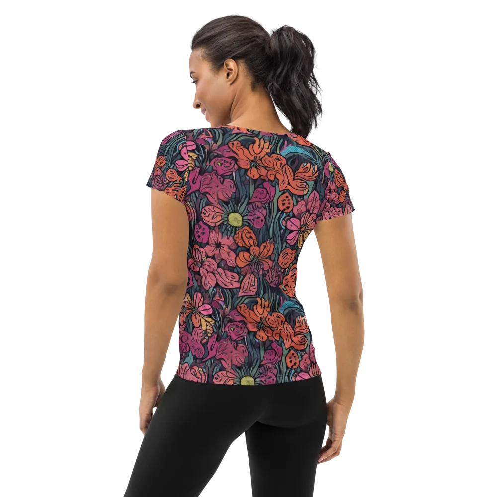 Coral Bloom on Women's Athletic T-Shirt — Back