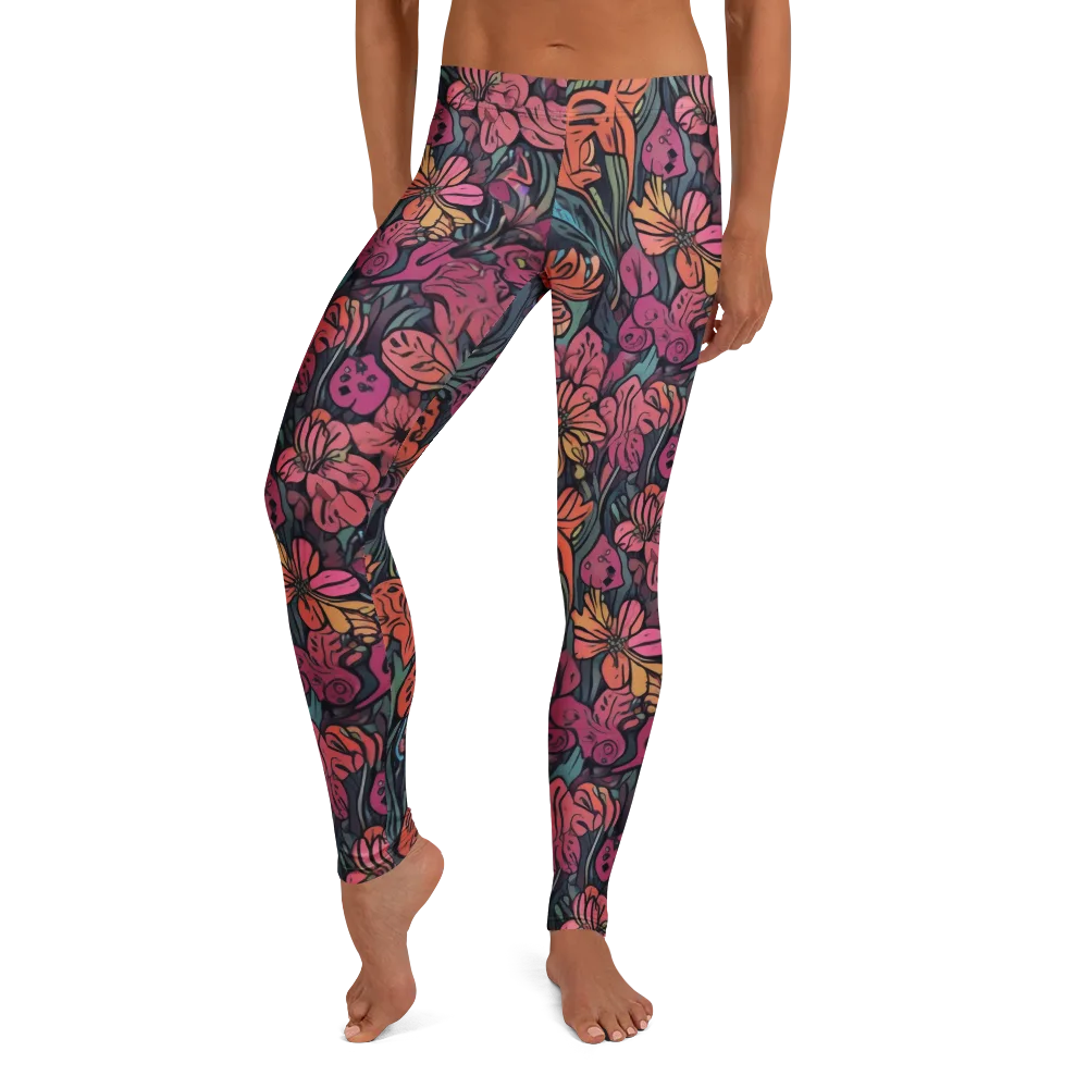Coral Bloom on Leggings — Front