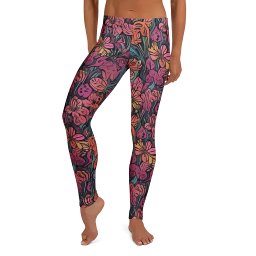 Coral Bloom on a Leggings