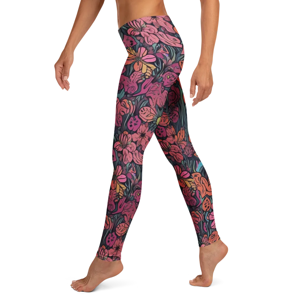Coral Bloom on Leggings — Left
