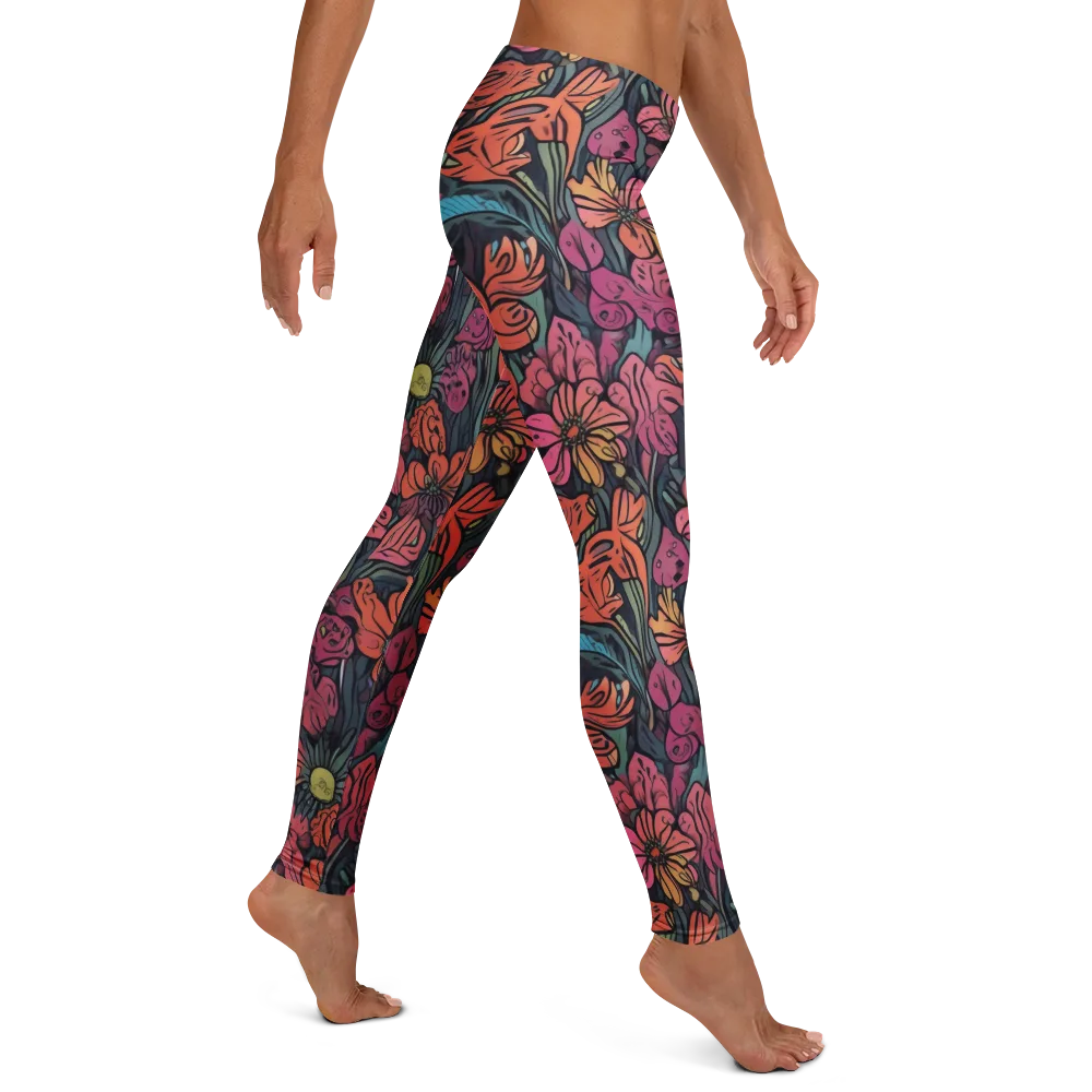 Coral Bloom on Leggings — Right