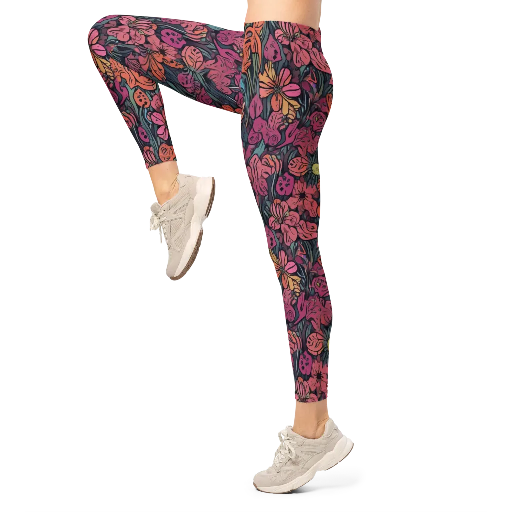Coral Bloom on Leggings — Left