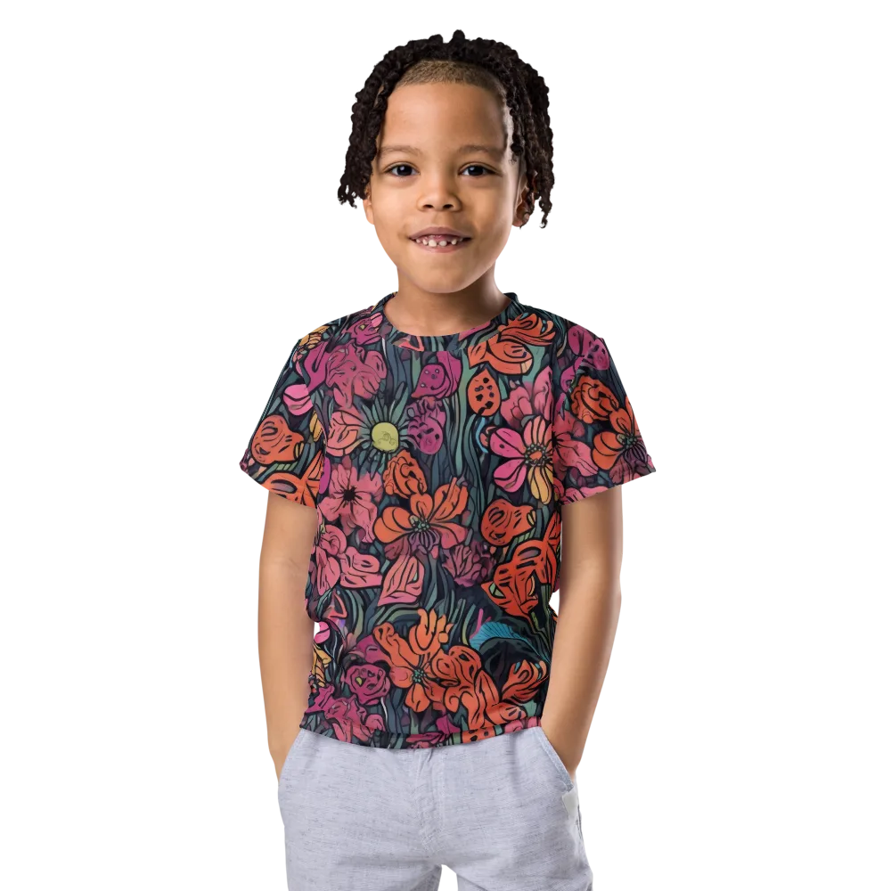 Coral Bloom on Kids Crew Neck T-Shirt — Front