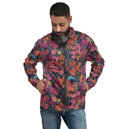Coral Bloom on a Bomber Jacket