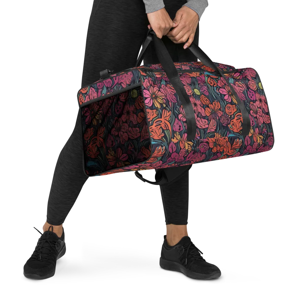 Coral Bloom on Duffle Bag — Right Front