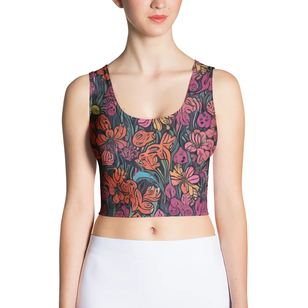 Coral Bloom on Crop Top — Front