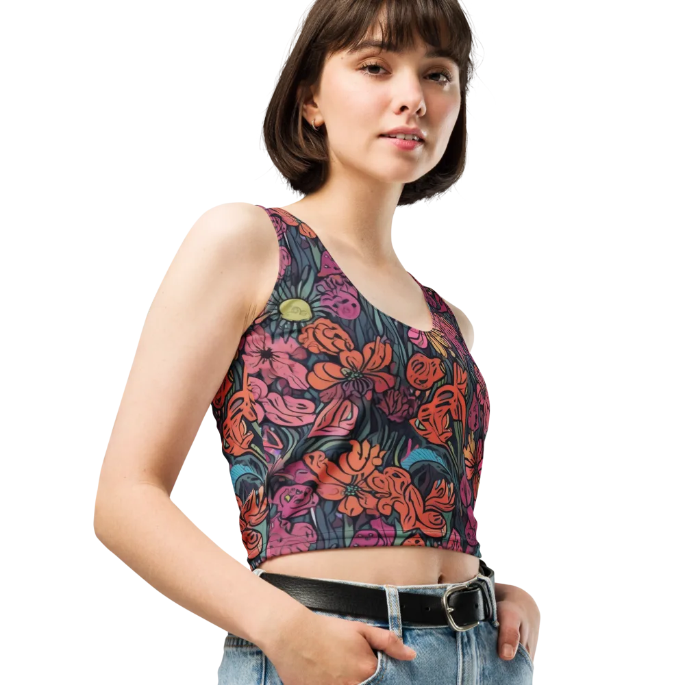 Coral Bloom on Crop Top — Right Front