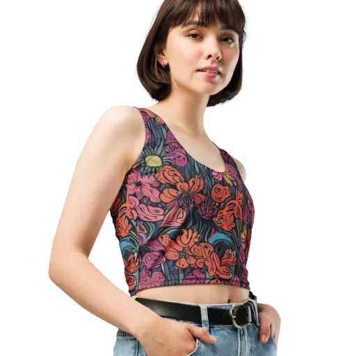 Coral Bloom on a Crop Top