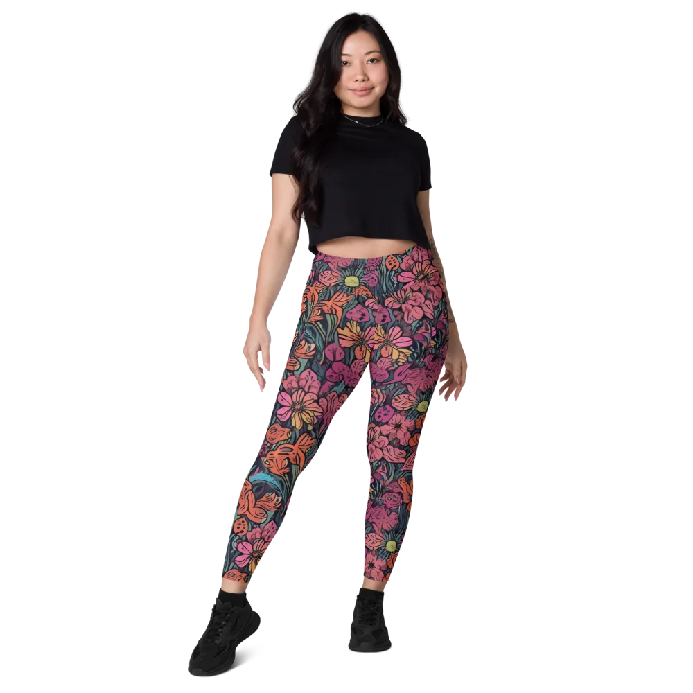 Coral Bloom on Leggings with Pockets — Front