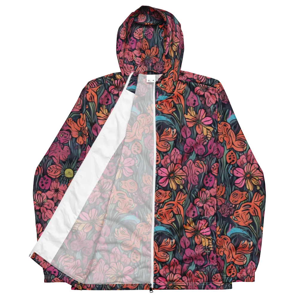 Coral Bloom on Men's Windbreaker — Front