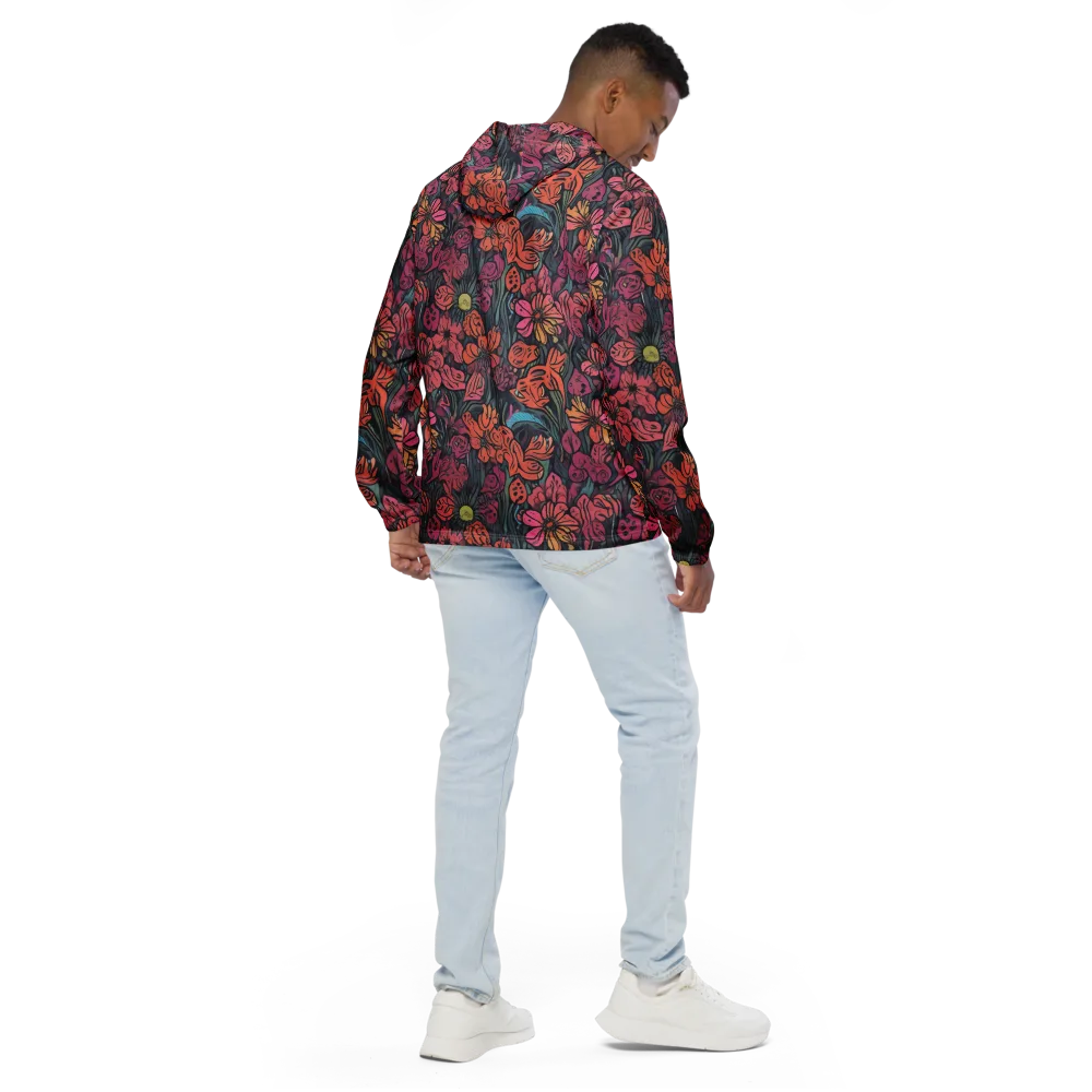 Coral Bloom on Men's Windbreaker — Back