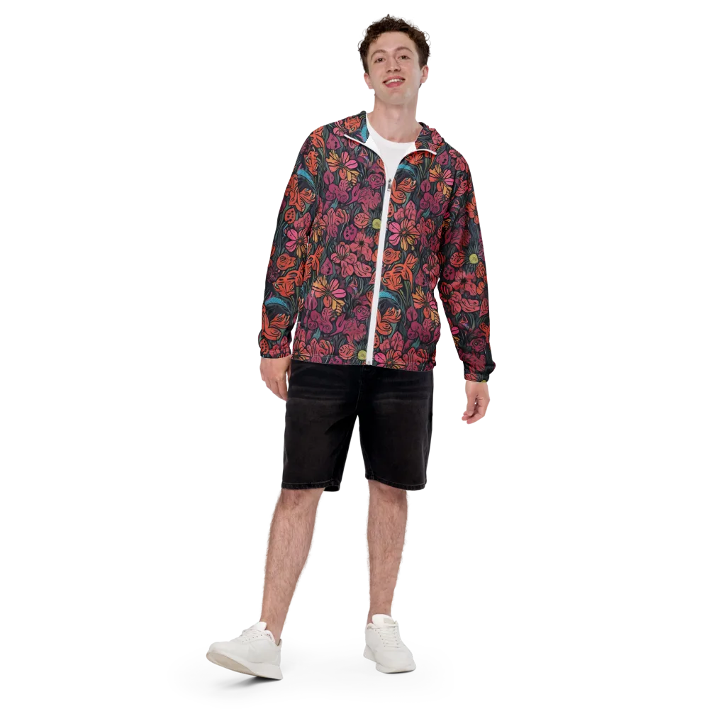 Coral Bloom on Men's Windbreaker — Front