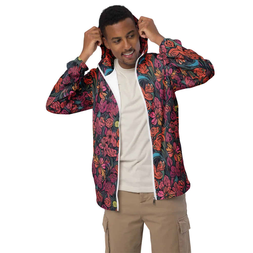 Coral Bloom on Men's Windbreaker — Front
