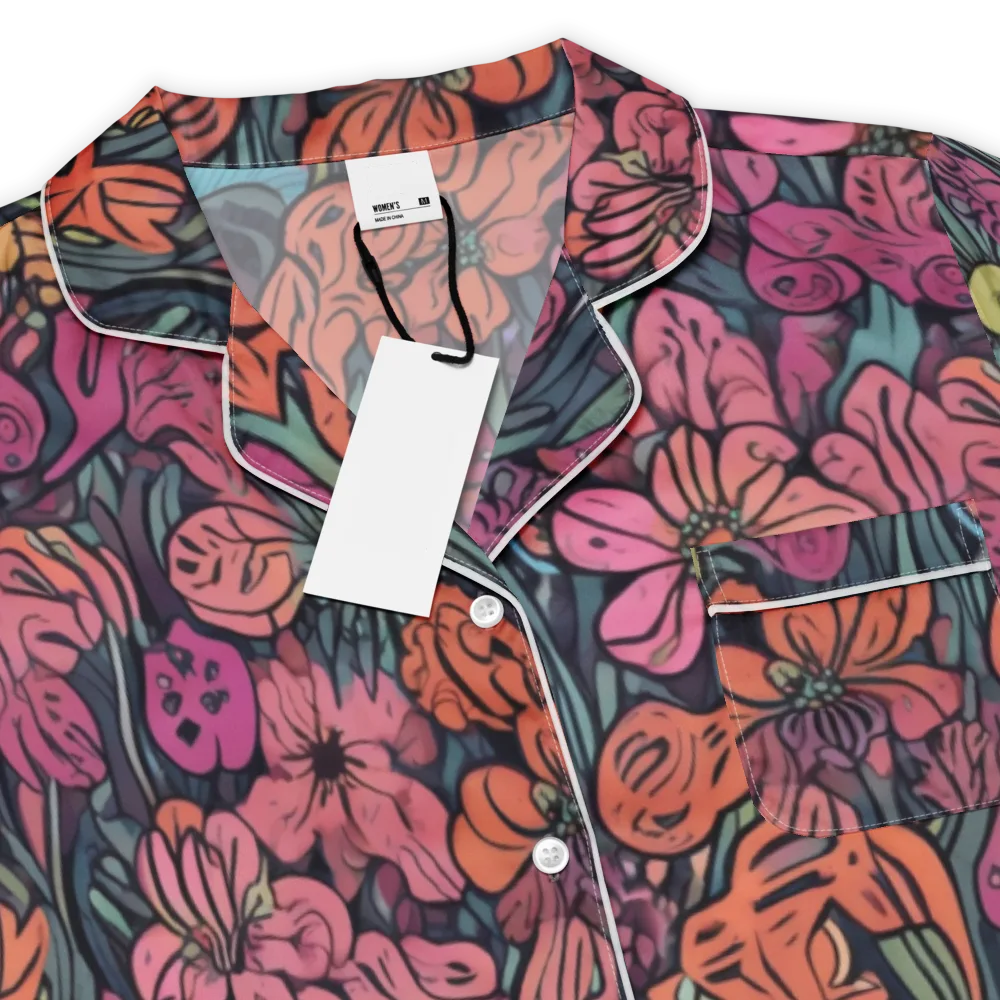 Coral Bloom on Women's Short Sleeve Pajama Top — Product details