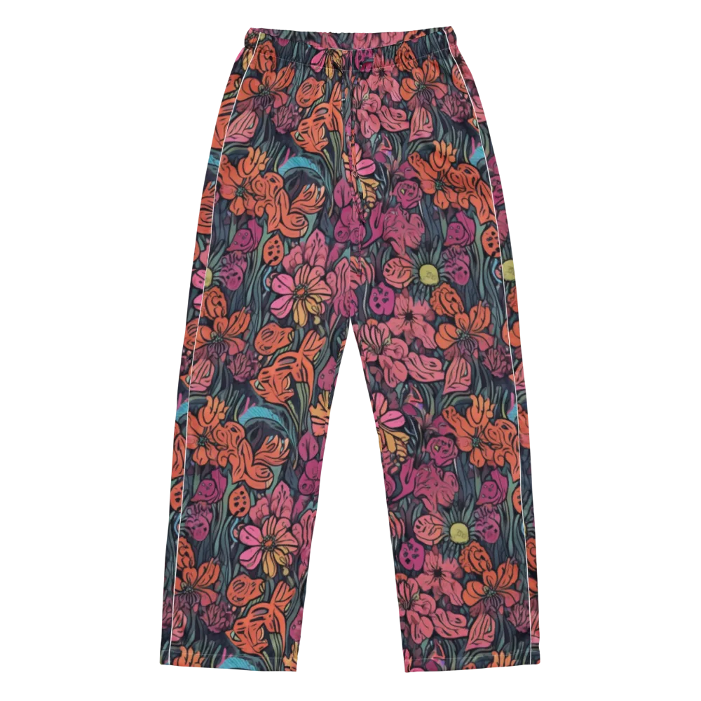 Coral Bloom on Women's Pajama Pants — Front