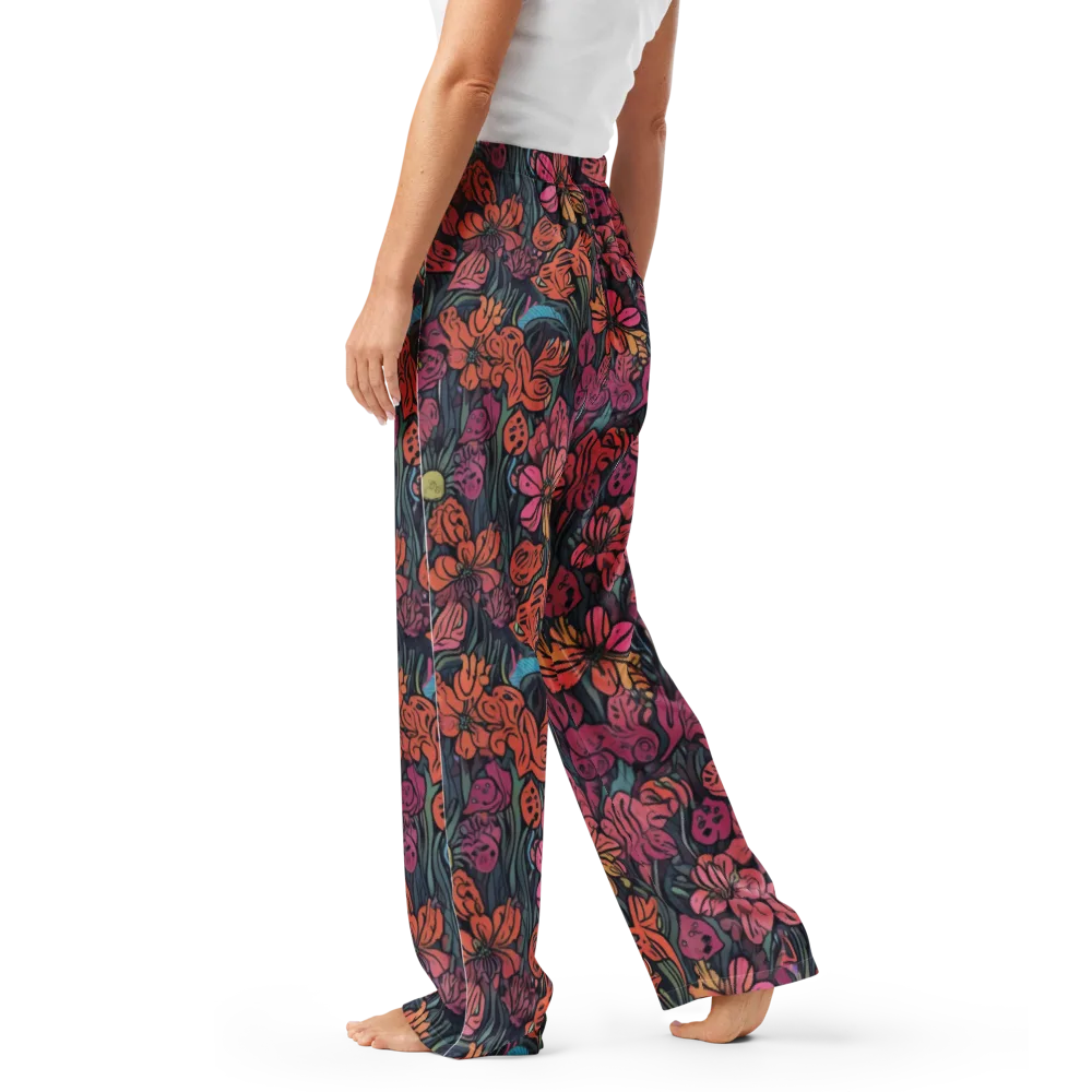 Coral Bloom on Women's Pajama Pants — Left