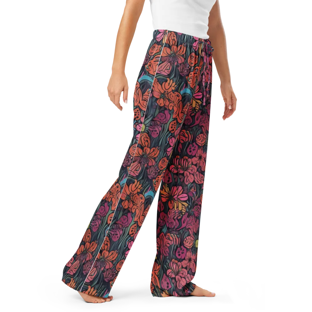 Coral Bloom on Women's Pajama Pants — Right Front