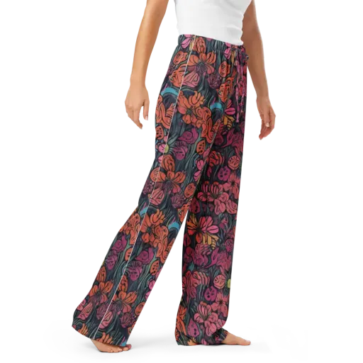 Coral Bloom on a Women's Pajama Pants
