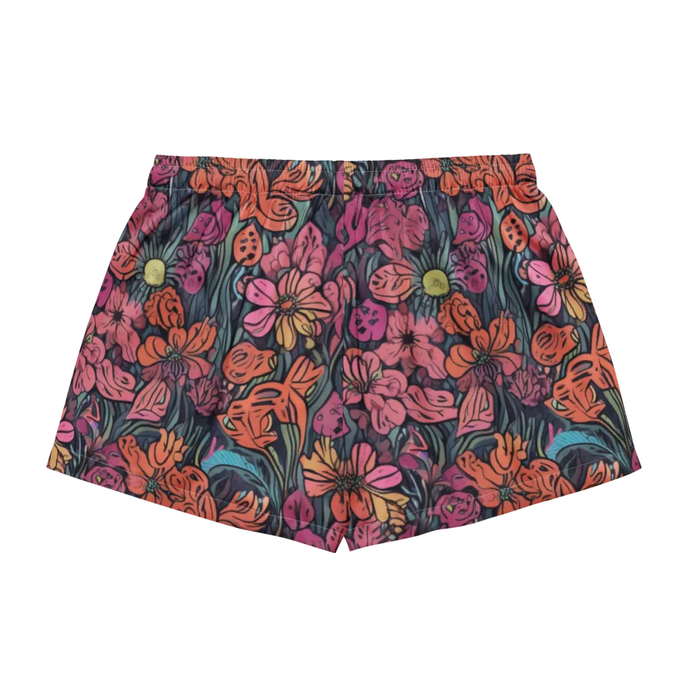 Coral Bloom on Women's Pajama Shorts — Back