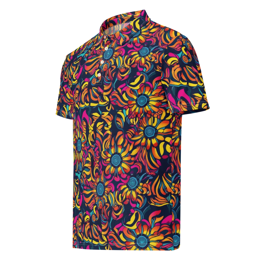 Flame Petals on Men's Slim Fit Polo Shirt — Left Front
